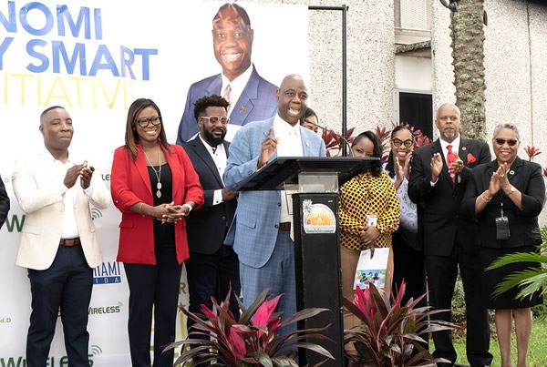 North Miami Mayor Alix Desulme speaks at press conference on free tablet program