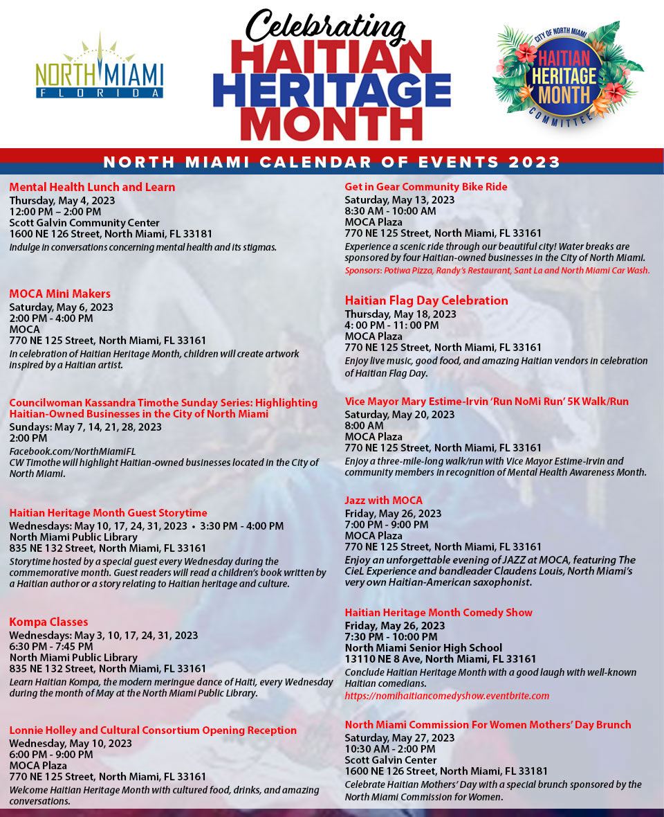 Haitian Heritage Month Events Calendar 2023